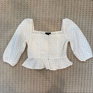 White Cropped Peplum Top